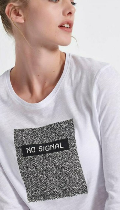 BodyTalk Γυναικεία μπλούζα μακρυμάνικη άσπρη