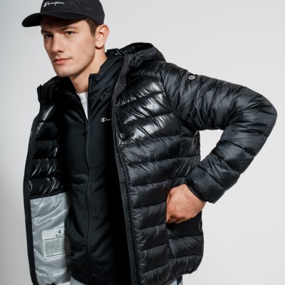 Champion Ανδρικό μπουφάν με κουκούλα Puffer μαύρο