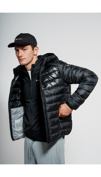 Champion Ανδρικό μπουφάν με κουκούλα Puffer μαύρο