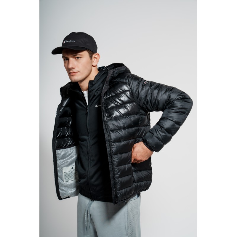 Champion Ανδρικό μπουφάν με κουκούλα Puffer μαύρο Champion Ανδρικό μπουφάν με κουκούλα Puffer μαύρο