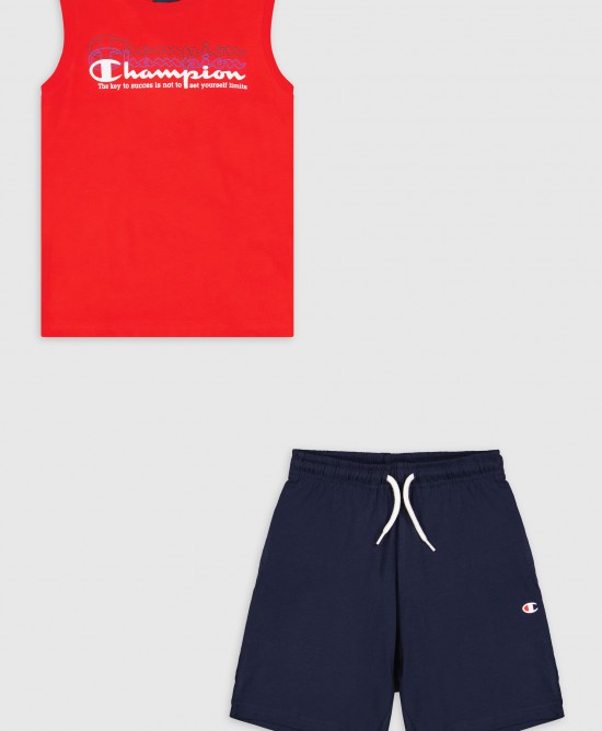 Champion Παιδικό σετ αμάνικη μπλούζα & βερμούδα για αγόρι κόκκινο