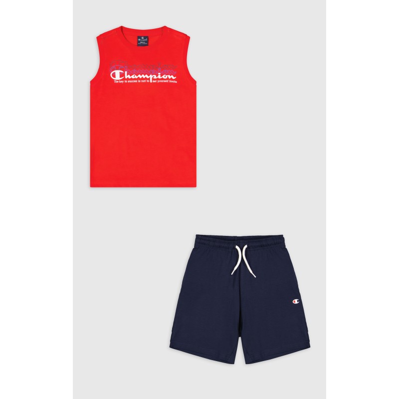 Champion Παιδικό σετ αμάνικη μπλούζα & βερμούδα για αγόρι κόκκινο Champion Παιδικό σετ αμάνικη μπλούζα & βερμούδα για αγόρι κόκκινο