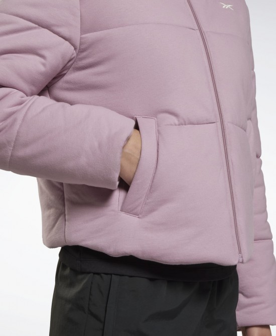 Reebok Γυναικείο μπουφάν puffer κοντό ροζ