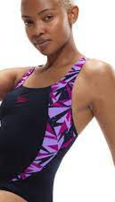 Speedo γυναικείο ολόσωμο μαγιό κολύμβησης μαύρο Hyperbloom Splice Muscleback