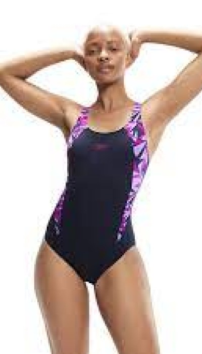 Speedo γυναικείο ολόσωμο μαγιό κολύμβησης μαύρο Hyperbloom Splice Muscleback