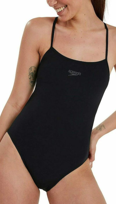 Speedo γυναικείο ολόσωμο μαγιό κολύμβησης με λεπτή τιράντα μαύρο Eco Endurance Thinstrap