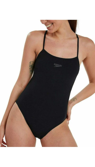 Speedo γυναικείο ολόσωμο μαγιό κολύμβησης με λεπτή τιράντα μαύρο Eco Endurance Thinstrap