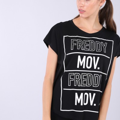 FREEDY Oversize Jersey T-shirt with a Contrast Maxi Print