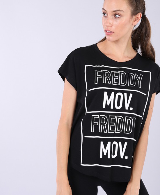 FREEDY Oversize Jersey T-shirt with a Contrast Maxi Print