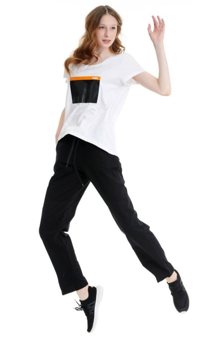 BodyTalk Γυναικείο αθλητικό παντελόνι φόρμας ίσια γραμμή μαύρη