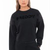 FREDDY CROPPED OVERSIZE SWEATSHIRT WITH SHINY PERFORMANCE FABRIC INSERTS