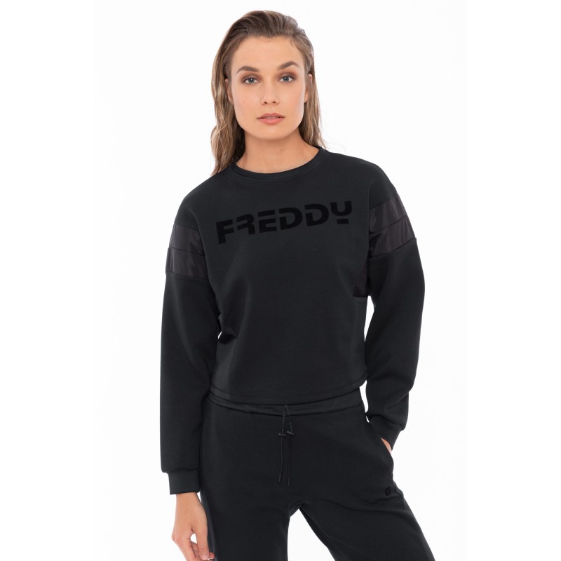 Freddy Γυναικεία φούτερ μπλούζα crop μαύρη