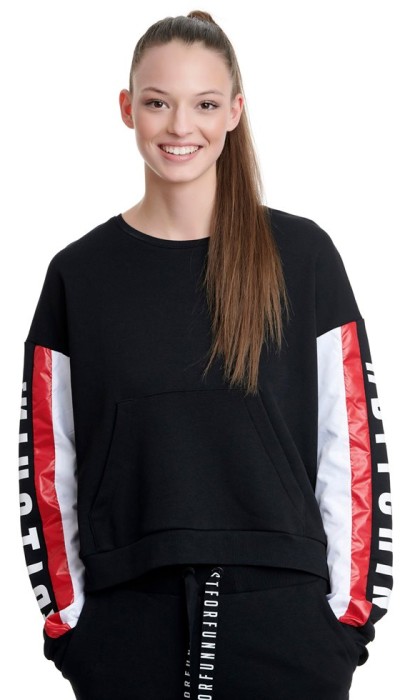 BodyTalk Γυναικείο cropped top `BITCHIN` μαύρο