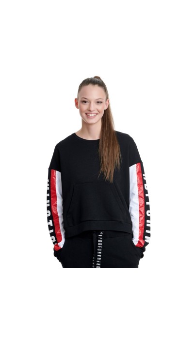 BodyTalk Γυναικείο cropped top `BITCHIN` μαύρο
