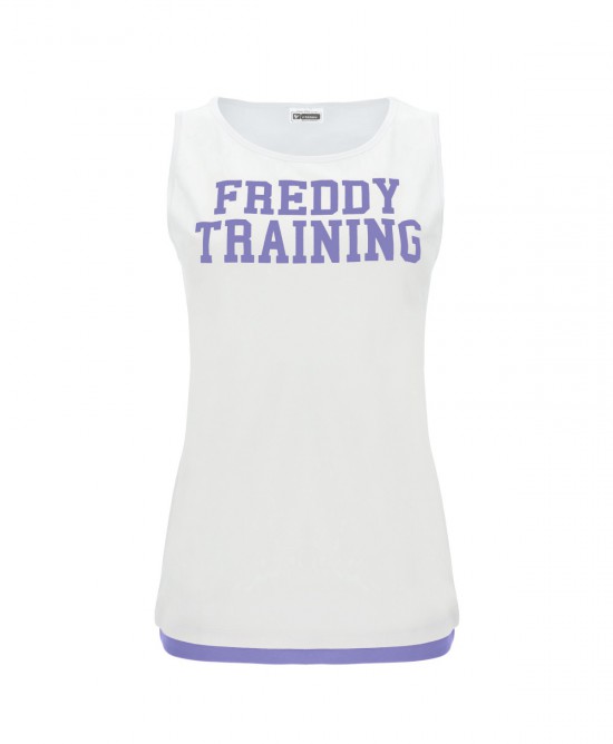 FREDDY TANK TOP WITH CONTRASTING COLORED PRINT AND 2 IN 1 EFFECT