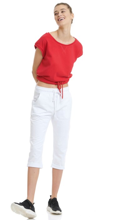 BodyTalk Γυναικείο κάπρι παντελόνι βαμβακερό άσπρο