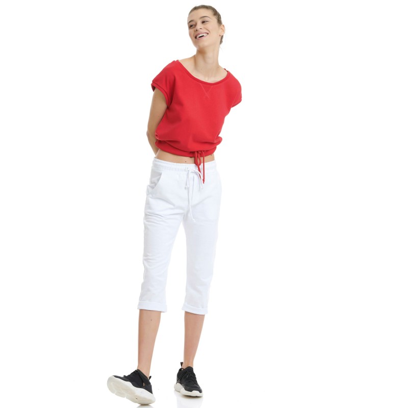 BodyTalk Γυναικείο κάπρι παντελόνι βαμβακερό άσπρο