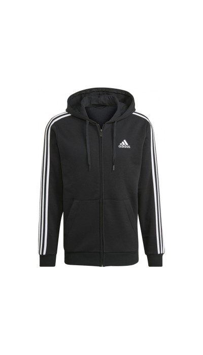 Adidas Ανδρική αθλητική ζακέτα φούτερ 3-stripes μαύρη
