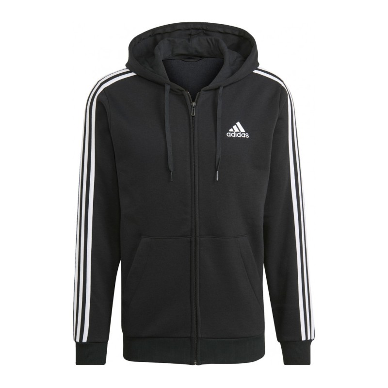 Adidas Ανδρική αθλητική ζακέτα φούτερ 3-stripes μαύρη