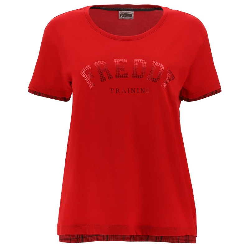 Freddy 2-IN-1 Effect T-shirt with Metallic Glen Plaid Trim F1WTRT6