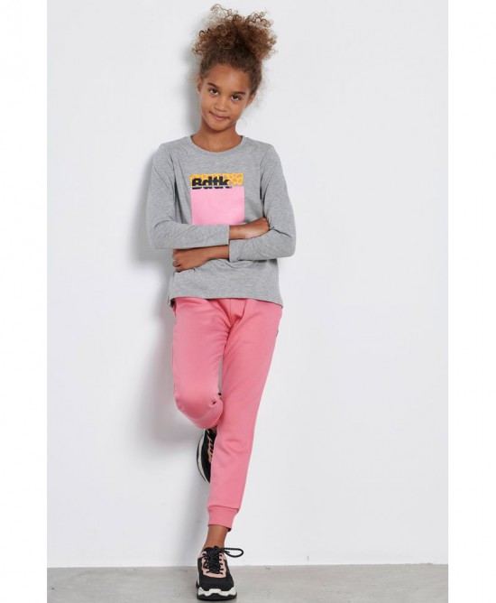 Body Talk Παιδκό παντελόνι φόρμας φούτερ jogger για κορίτσι ροζ