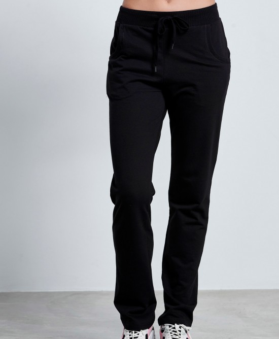BodyTalk Γυναικείο παντελόνι φόρμας βαμβακερό σε ίσια γραμμή μαύρο