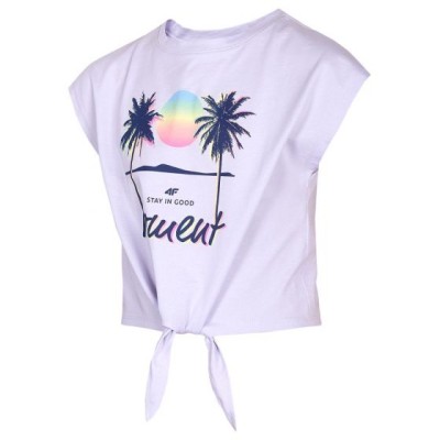 4F Παιδική Κοντομάνικη Μπλούζα Crop Top Μωβ