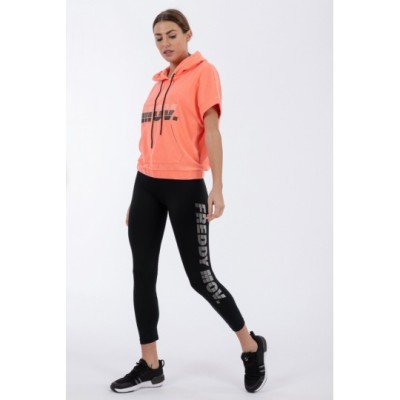 FREDDY black diwo sport leggings with inscription S0WFTP4